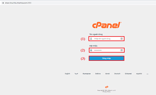 Đăng nhập cPanel